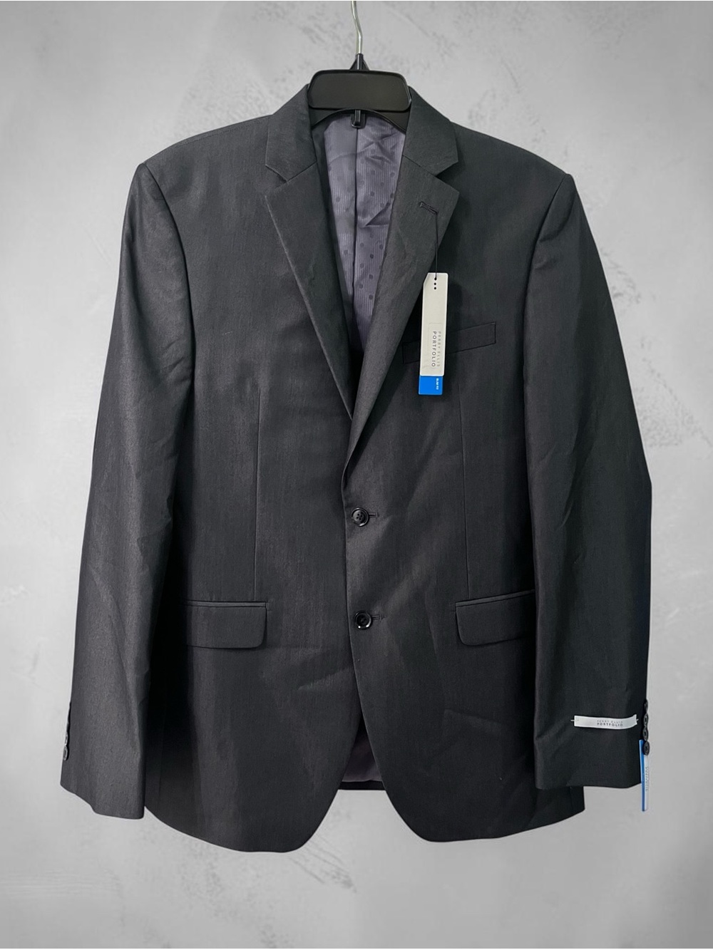 NWT Perry Ellis Portfolio Slim Fit Charcoal Gray Blazer 40L +FREE Structure Vest
